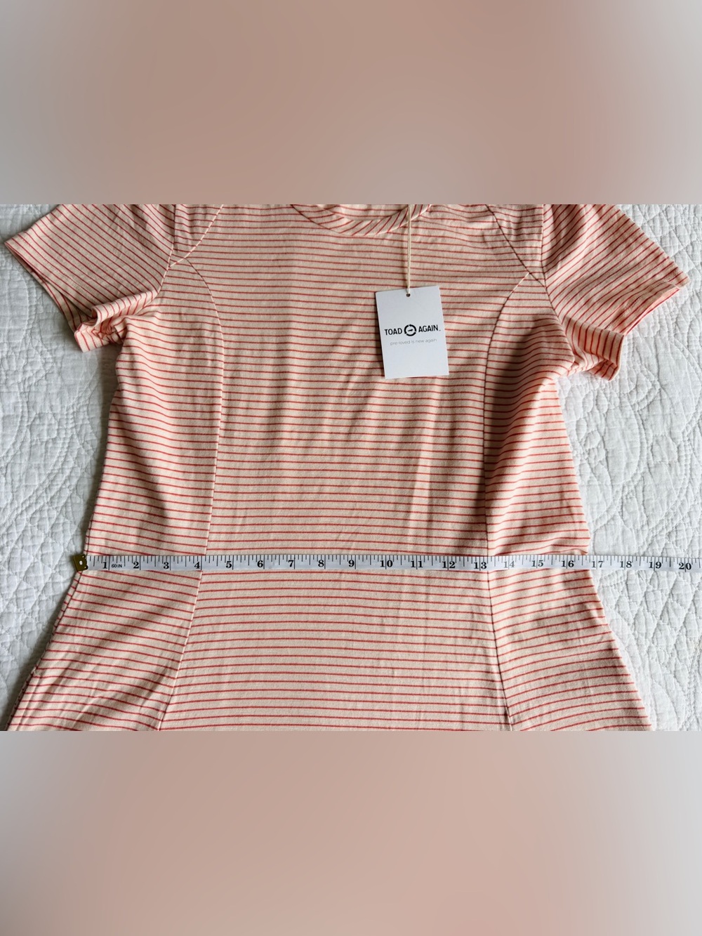 NWT Toad&Co Windmere Short Sleeve Dress Striped Coral Size Medium T-shirt Dress - Picture 8 of 12